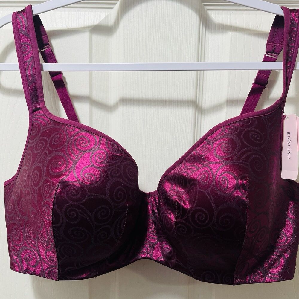 Cacique 42DD Smooth Balconette Bra Magenta Swirl NWT Lane Bryant Plus Size